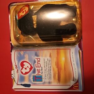 Ty The End Bear in Black with Gold Case